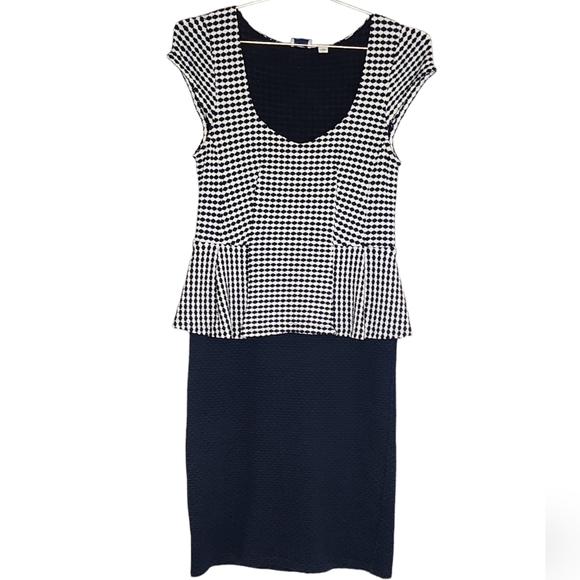 Anthropologie Post Tag Office Nautical Knit Peplum Cap Sleeve Form Fitted Y2K - Picture 15 of 15